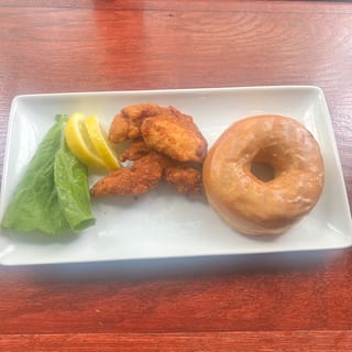 Chicken tenders and Maple Donut