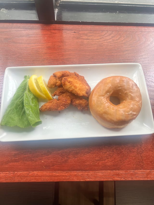 Chicken tenders and Maple Donut.